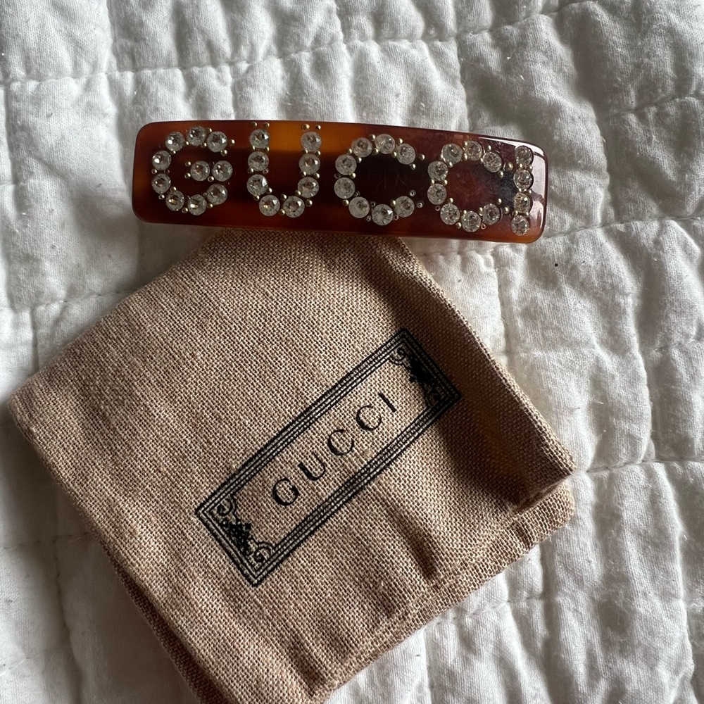 Gucci tortise brown Crystal Embellished Hair Accessory